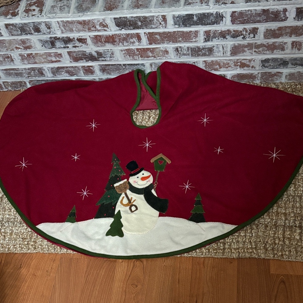 Festive Red Snowman Tree Skirt